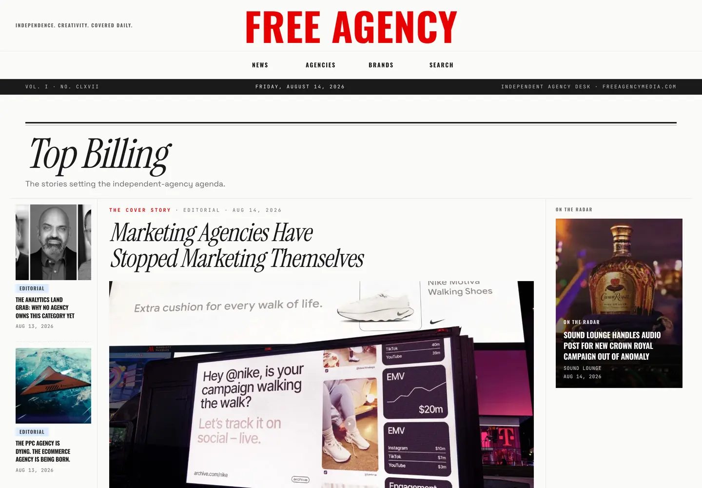Live directory and publication for a media business.