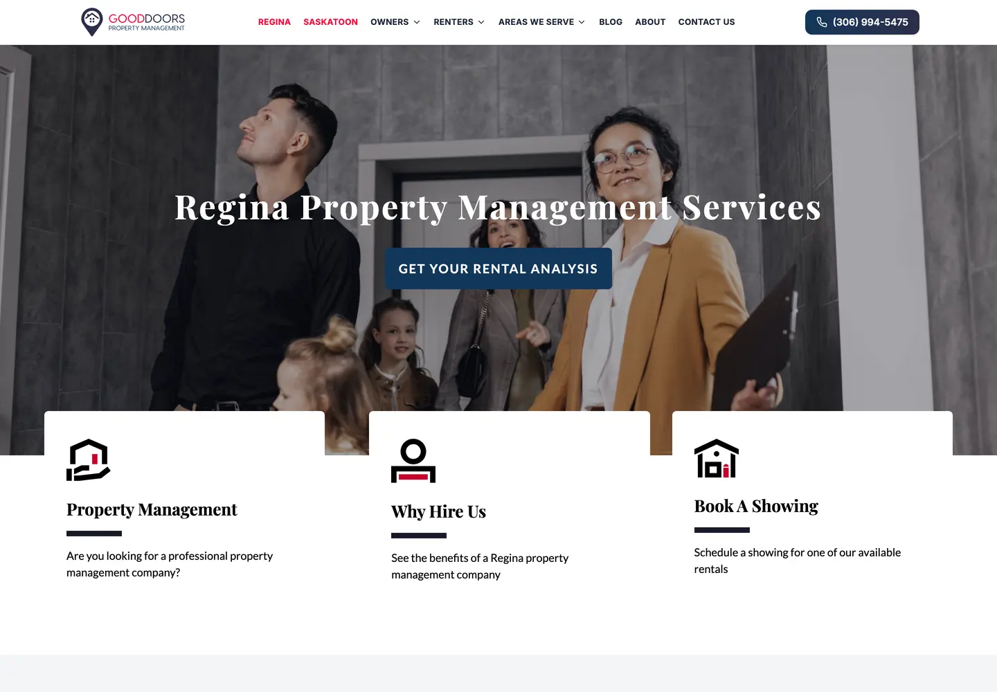 Live site for a property management company.