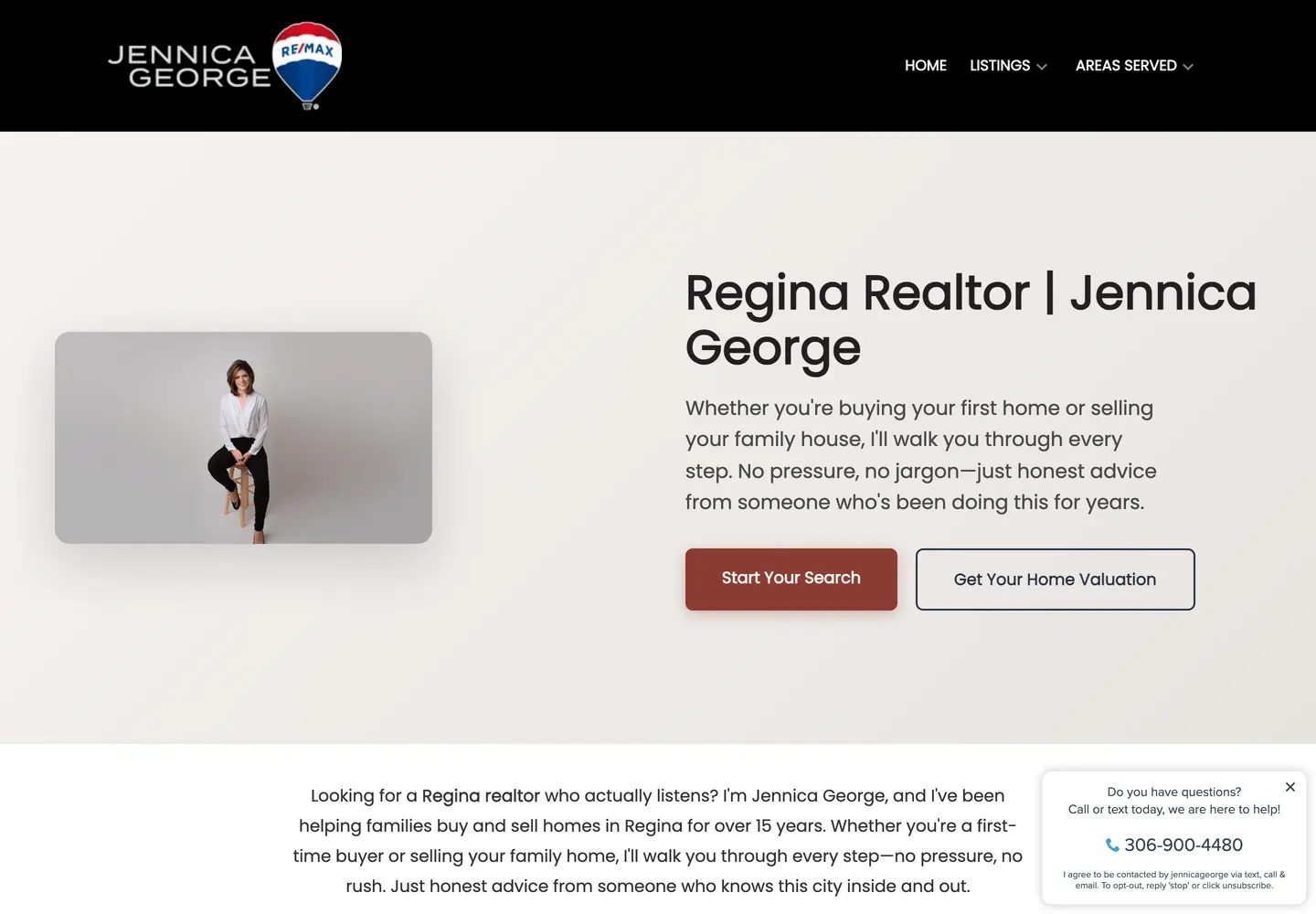 Live site for a real estate agent.